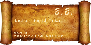 Bacher Boglárka névjegykártya